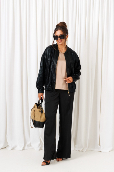 Блуза, брюки, топ Beautiful&Free 6427 черный-латте - фото 3