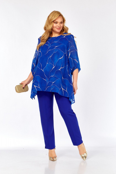 Блуза, брюки Элль-стиль 2263/15 василек - фото 14