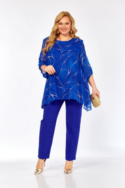 Блуза, брюки Элль-стиль 2263/15 василек - фото 9