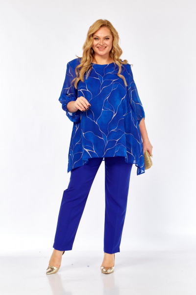 Блуза, брюки Элль-стиль 2263/15 василек - фото 4