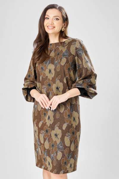 Платье Gizart 7385/1 коричневый_цветы - фото 5