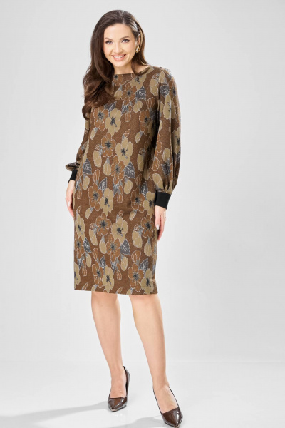 Платье Gizart 7385/1 коричневый_цветы - фото 3