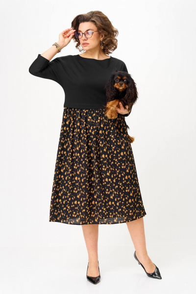 Платье Anastasia 1309.1 черный+принт - фото 3