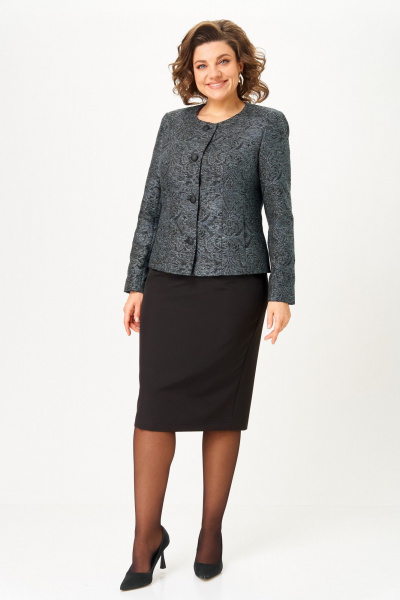 Жакет, юбка ANASTASIA MAK 544-С серый+черный - фото 1