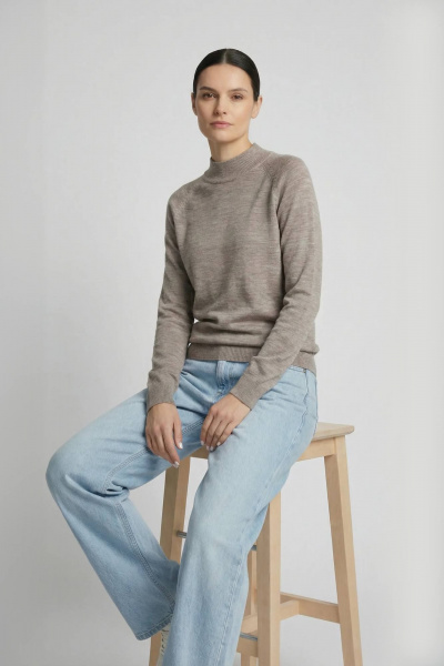 Свитер прямой силует с длинным рукавом реглан и стойкой Полесье С3316-15 5С1754-Д43 158,164 бледно-коричневый - фото 6