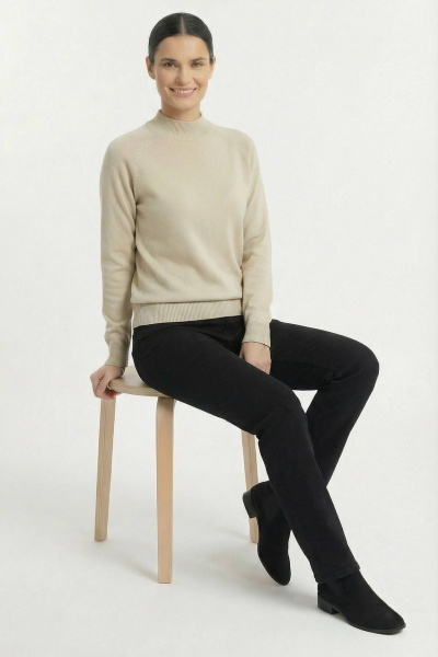 Демисезонный прямой свитер реглан с воротником-стойкой Полесье С3316-15 5С1754-Д43 158,164 слоновая_кость - фото 7