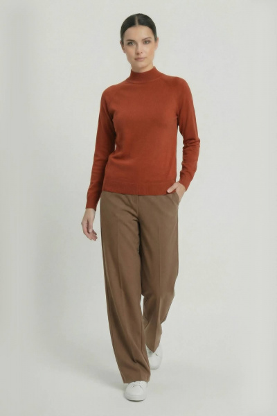 Демисезонный красный свитер из трикотажа с двойной стойкой и длинным рукавом Полесье С3316-15 5С1754-Д43 170,176 красный_терракот - фото 4