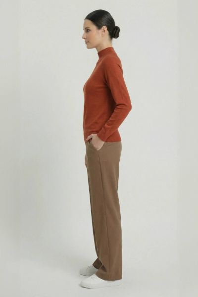 Демисезонный красный свитер из трикотажа с двойной стойкой и длинным рукавом Полесье С3316-15 5С1754-Д43 158,164 красный_терракот - фото 3