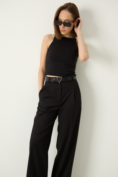 Классические брюки из текстиля для делового повседневного образа Luitui R2055 черный - фото 3