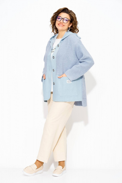 Брюки, жакет Liliana 1515-1507 голубой+экрю - фото 5
