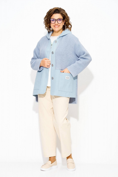 Брюки, жакет Liliana 1515-1507 голубой+экрю - фото 3