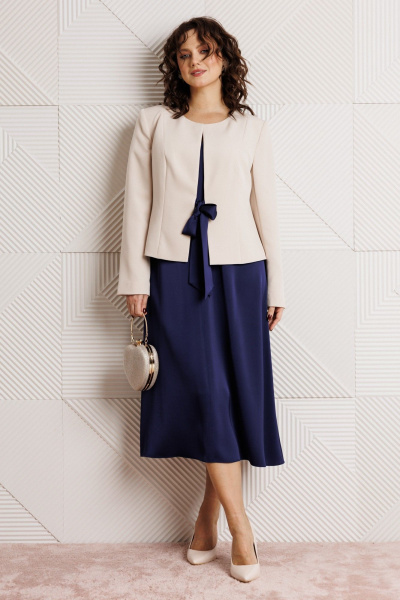 Жакет, платье Mubliz 332 синий+бежевый - фото 9