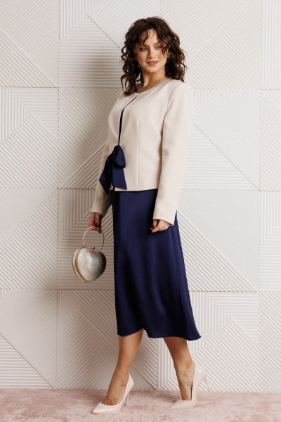 Жакет, платье Mubliz 332 синий+бежевый - фото 6