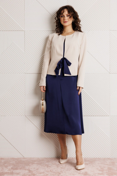 Жакет, платье Mubliz 332 синий+бежевый - фото 3