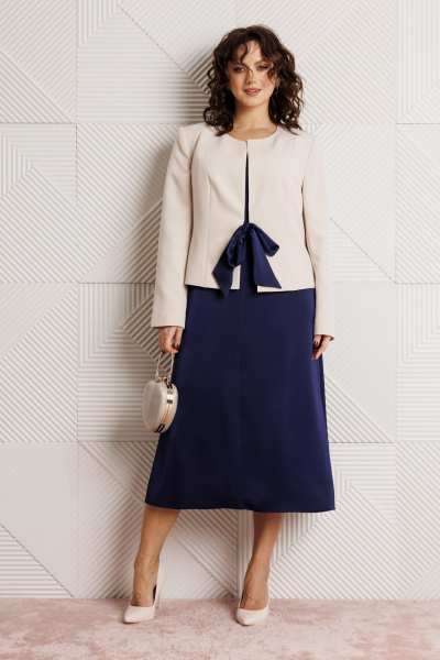 Жакет, платье Mubliz 332 синий+бежевый - фото 2