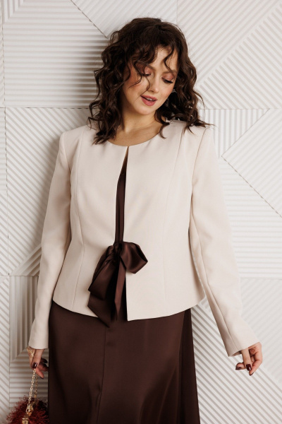 Жакет, платье Mubliz 332 шоколад+бежевый - фото 5