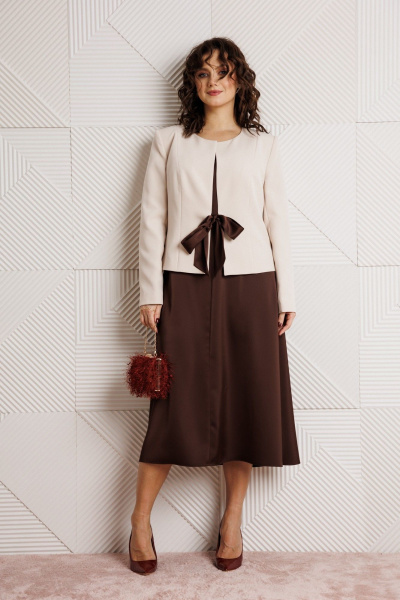 Жакет, платье Mubliz 332 шоколад+бежевый - фото 4