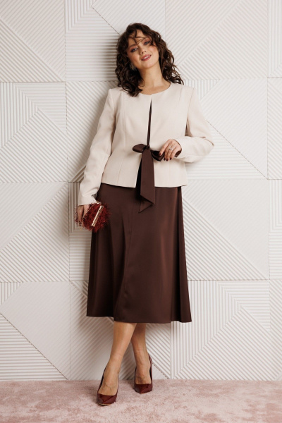 Жакет, платье Mubliz 332 шоколад+бежевый - фото 3