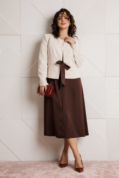 Жакет, платье Mubliz 332 шоколад+бежевый - фото 2