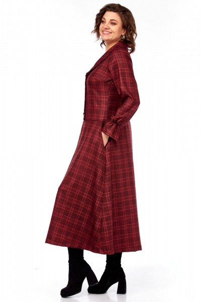 Платье Celentano lite 5080 бордовая_клетка - фото 7