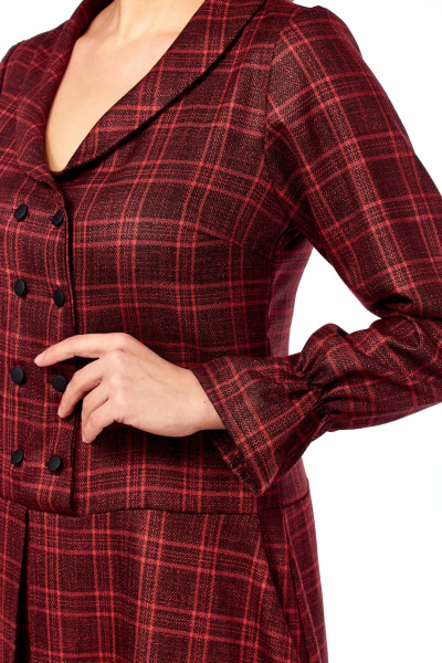 Платье Celentano lite 5080 бордовая_клетка - фото 4