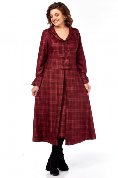 Платье Celentano lite 5080 бордовая_клетка - фото 2