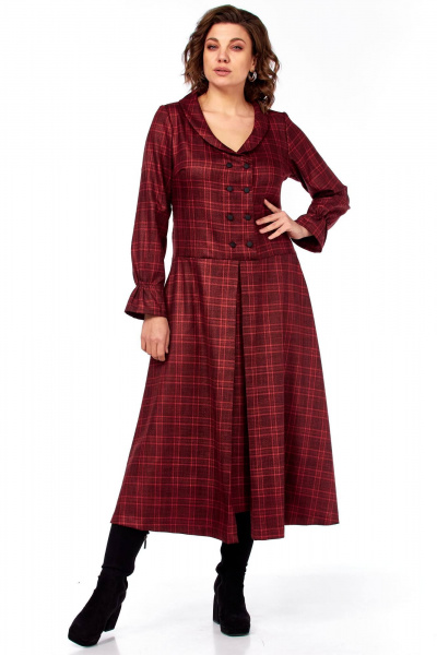 Платье Celentano lite 5080 бордовая_клетка - фото 1