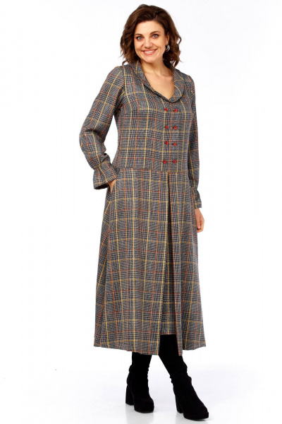 Платье Celentano lite 5079 серая_клетка - фото 1