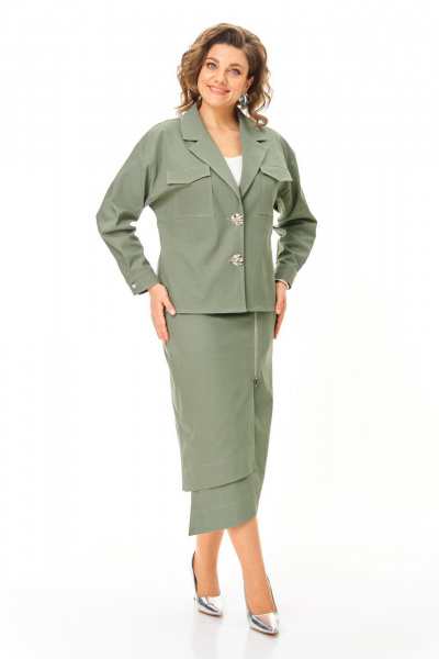 Жакет, юбка VI ORO VR-1245 олива - фото 15