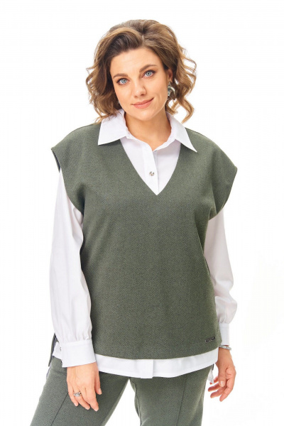Блуза, брюки, жилет VI ORO VR-1246 олива - фото 3