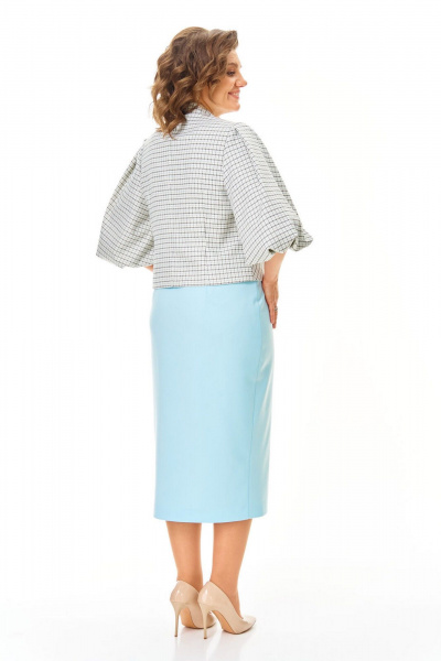 Жакет, юбка VI ORO VR-1248 голубой+однотон - фото 5