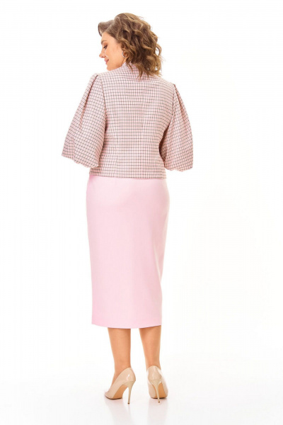 Жакет, юбка VI ORO VR-1248 розовый+однотон - фото 7