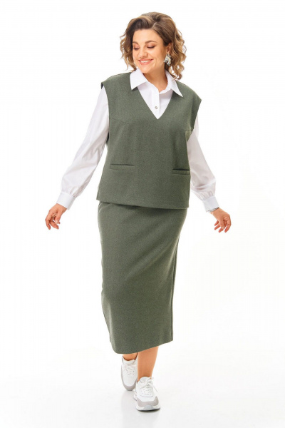 Блуза, жилет, юбка VI ORO VR-1249 олива - фото 13