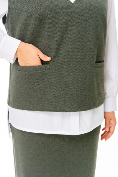 Блуза, жилет, юбка VI ORO VR-1249 олива - фото 6