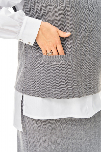 Блуза, жилет, юбка VI ORO VR-1249 серый - фото 6