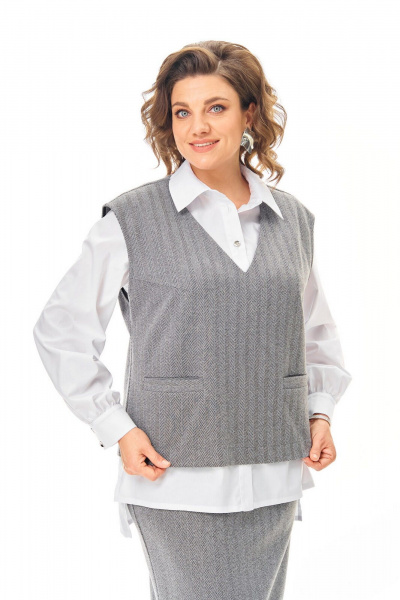 Блуза, жилет, юбка VI ORO VR-1249 серый - фото 3