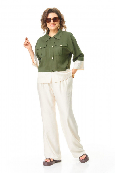 Брюки, жакет VI ORO VR-1251 олива - фото 2