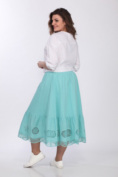 Жакет, юбка Lady Style Classic 2288 белый-бирюза - фото 3