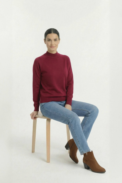 Демисезонный вязаный свитер прямого силуэта реглан Полесье С3316-15 5С1754-Д43 158,164 ягодный - фото 6