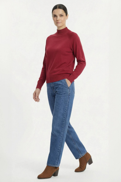 Демисезонный вязаный свитер прямого силуэта реглан Полесье С3316-15 5С1754-Д43 158,164 ягодный - фото 3