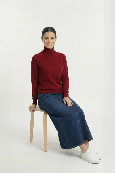 Свитер женский из трикотажа с высоким воротником-лестиком Полесье С3433-17 7С1582-Д43 158,164 спелая_вишня - фото 6