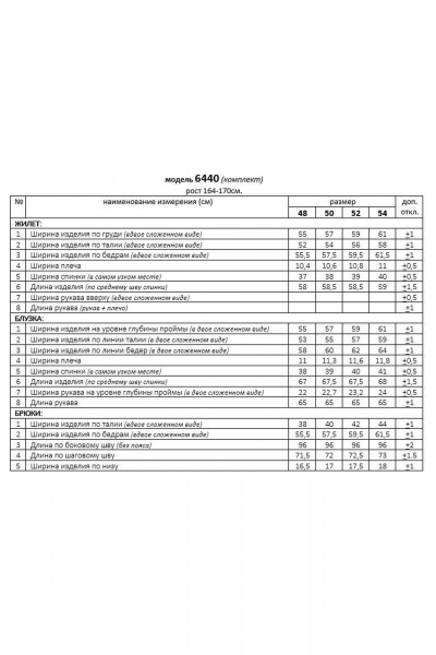 Блуза, брюки, жилет Beautiful&Free 6440 марсала-голубой - фото 9