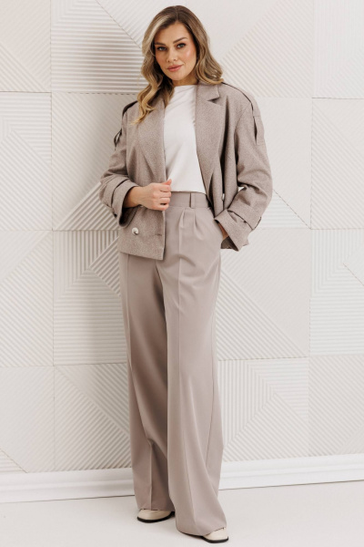Брюки, полупальто Мода Юрс 26-2965 серо-бежевый - фото 5