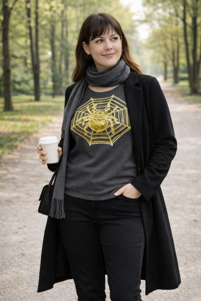 Джемпер из вискозы с принтом паука для стильных образов OLANTIZ 034 паук - фото 3