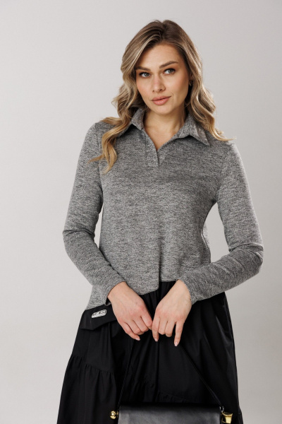 Платье Ларс Стиль 1204 серый меланж/черный - фото 3