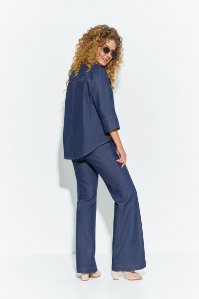 Блуза, брюки Euromoda 695 синий_джинс_меланж - фото 4