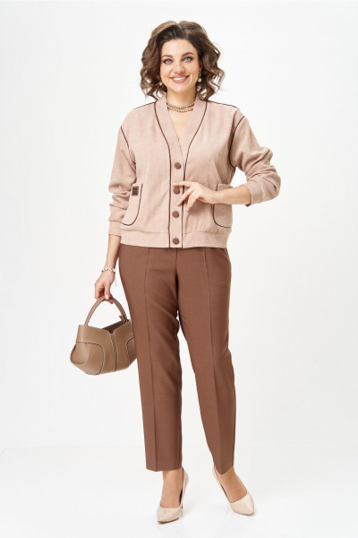 Брюки, кардиган Aira Style 24248 капучино - фото 4