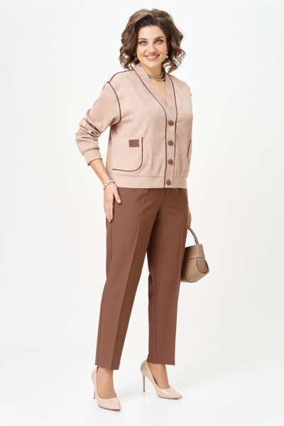 Брюки, кардиган Aira Style 24248 капучино - фото 3