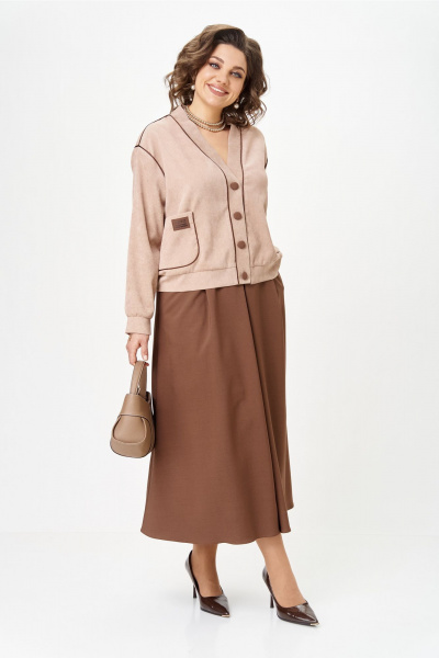 Кардиган, юбка Aira Style 24131 капучино - фото 8