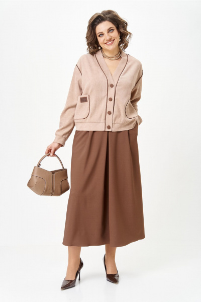 Кардиган, юбка Aira Style 24131 капучино - фото 4